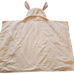 Pottery Barn Kids White Plush Faux Fur Hooded Bunny Rabbit Towel